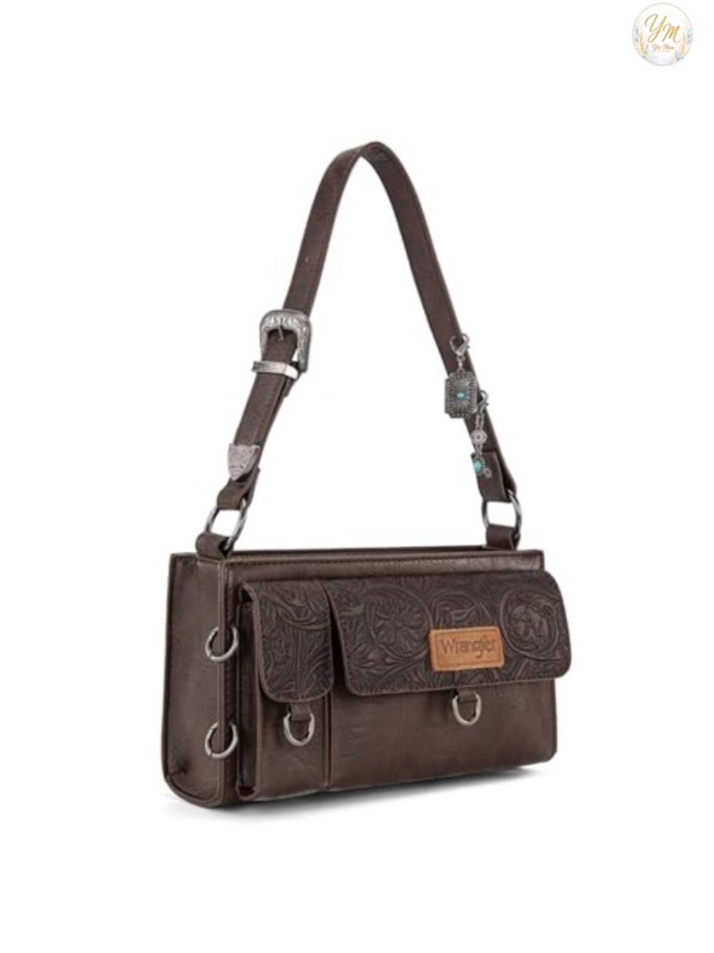 Y2K Western Faux Leather Small Shoulder Bag Purse with Detachable Charms